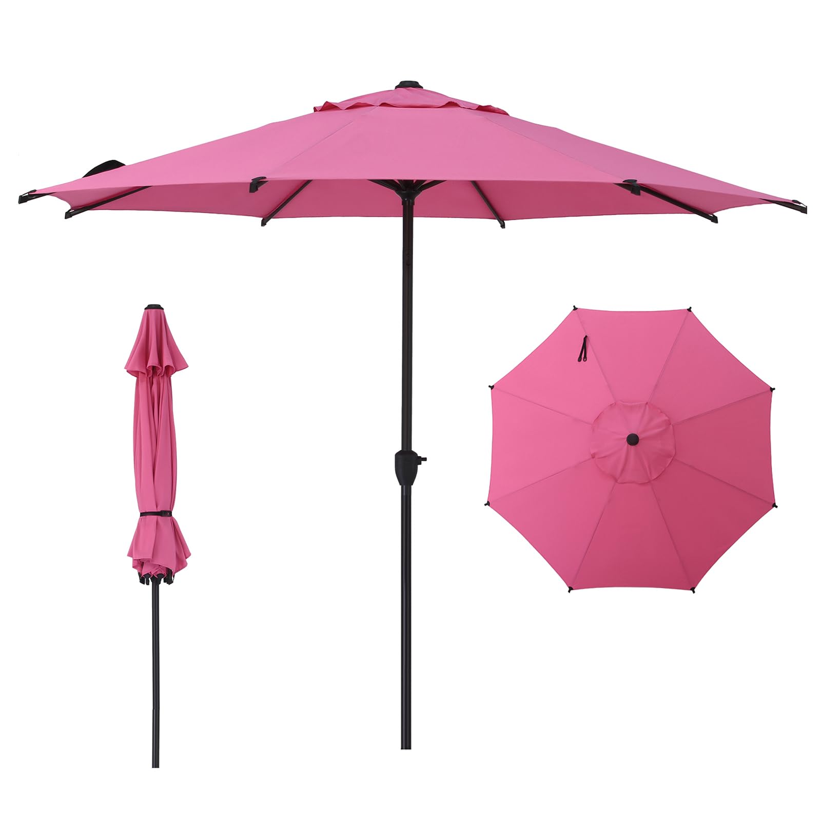 Abba Patio vista frontal de la sombrilla rosa mostrando cobertura y estilo