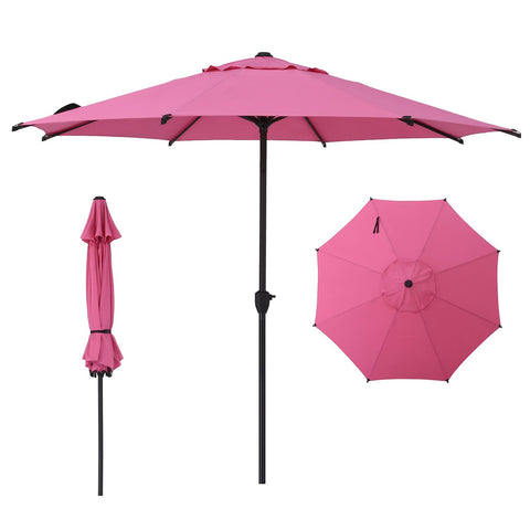 Abba Patio vista frontal de la sombrilla rosa mostrando cobertura y estilo