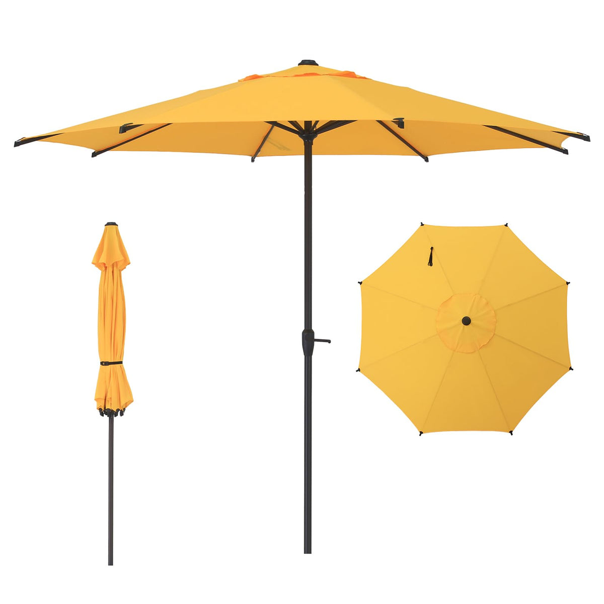 Abba Patio sombrilla Lyon frontal mostrando cobertura amplia y protección