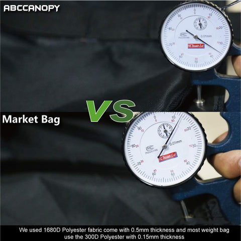 ABCCANOPY bolsa comparada con mano para escala, permite transportar y colocar fácilmente