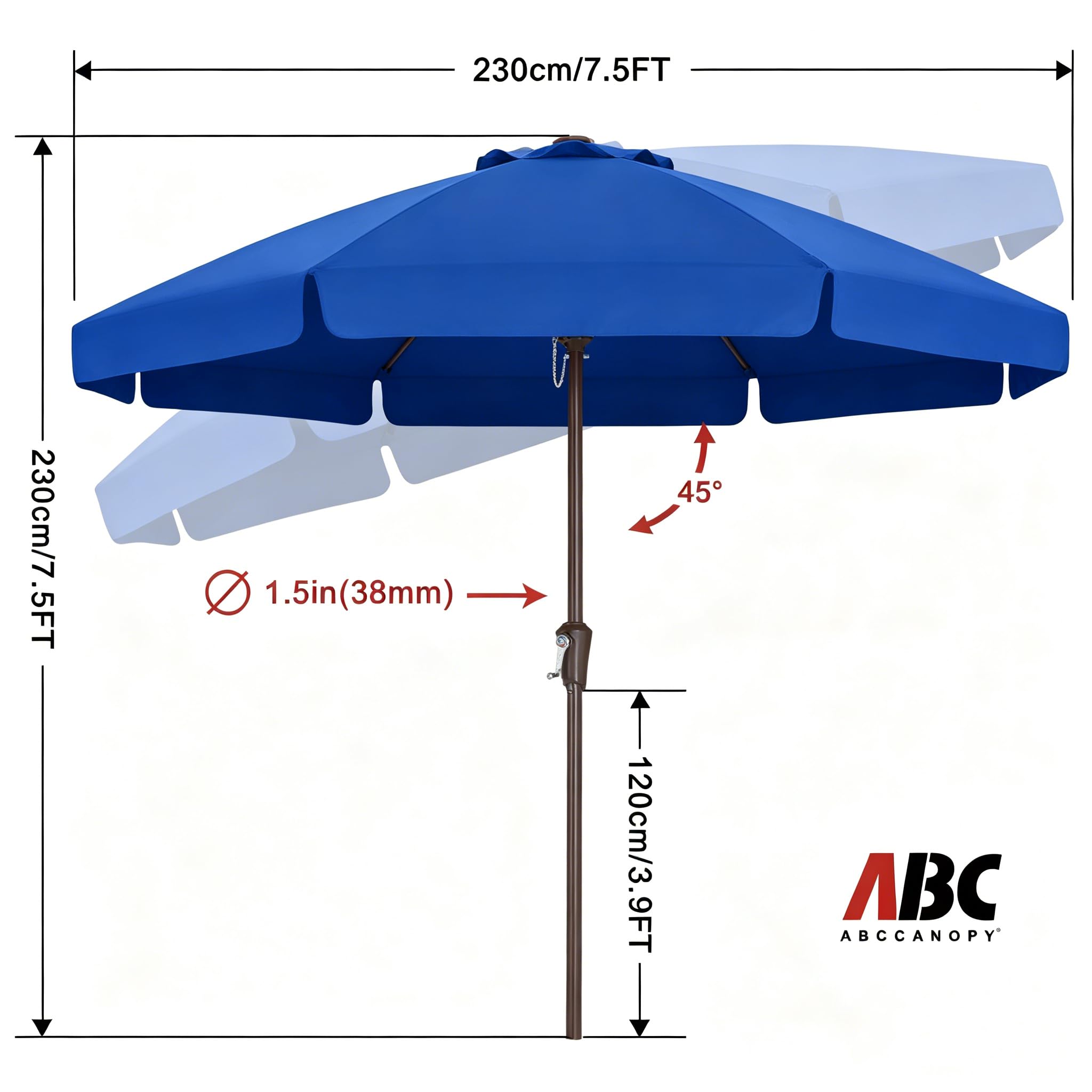 ABCCANOPY comparación de tamaño con mesa de 42 a 54 pulgadas para referencia