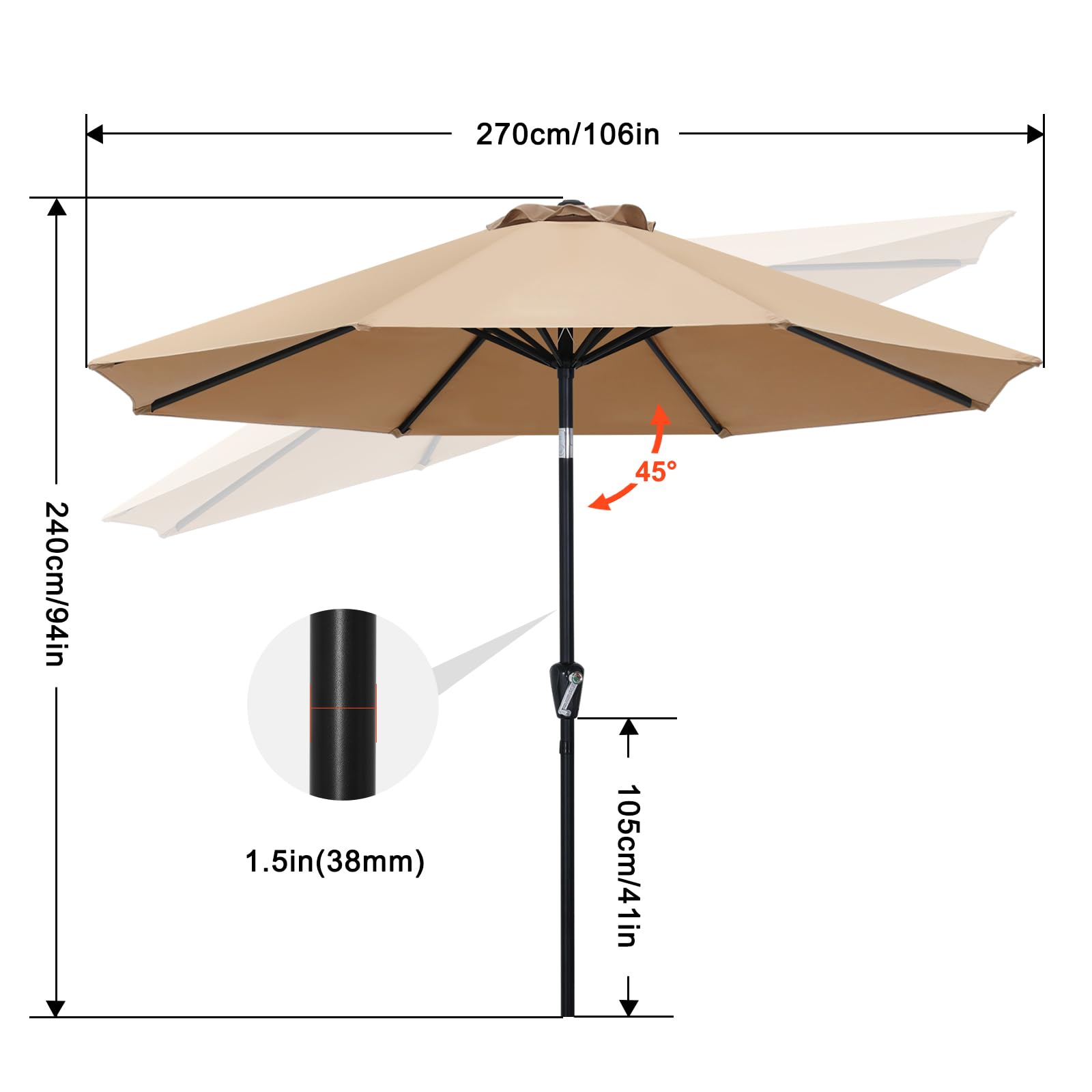 ABCCANOPY comparación de tamaño con mesa para cubrir 2-4 sillas