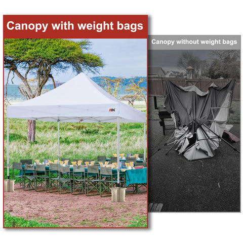 ABCCANOPY bolsa junto a una regla, comparación de tamaño y portabilidad