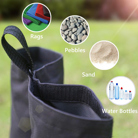 ABCCANOPY bolsa vacía junto a una regla para mostrar escala y fácil transporte