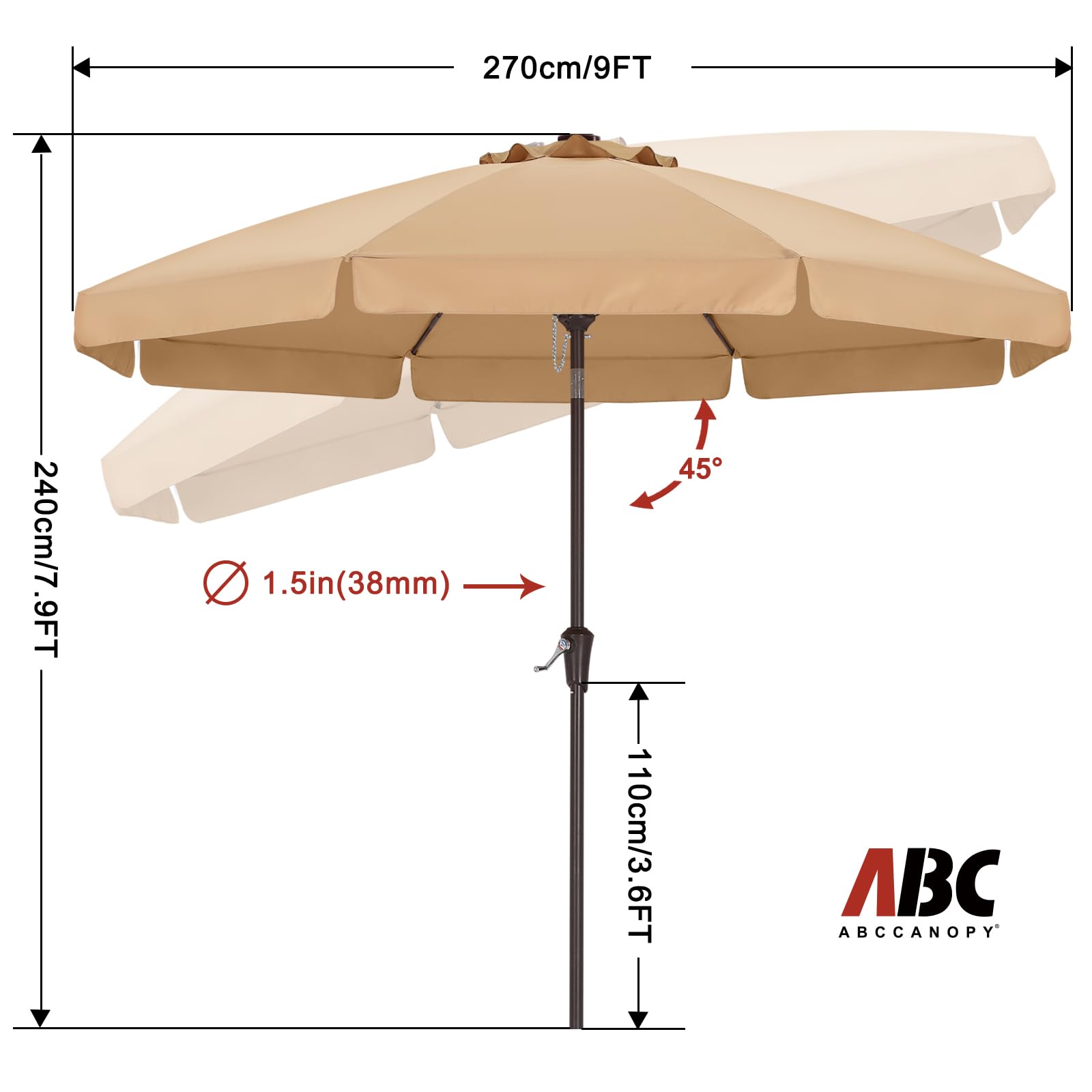 ABCCANOPY detalle de costilla de fibra de vidrio con mayor estabilidad