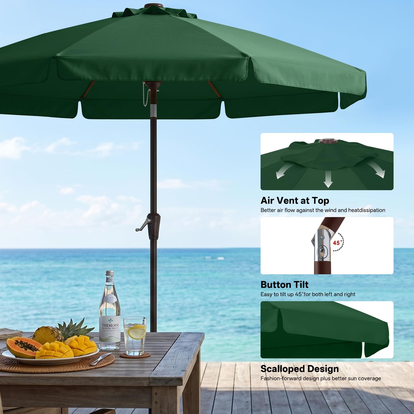 ABCCANOPY sombrilla colocada en mesa de exterior para comidas y reunión
