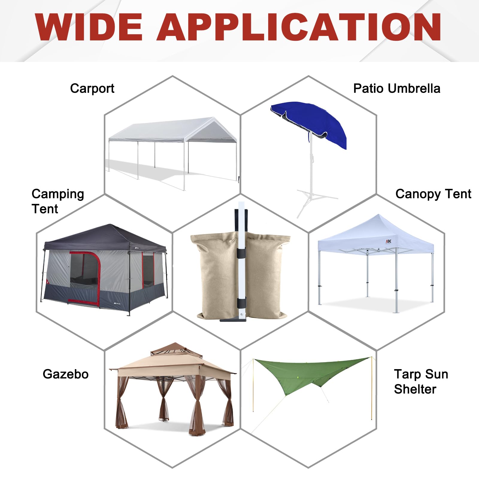 ABCCANOPY bolsas sujetando pata de toldo, estabilidad en condiciones ventosas