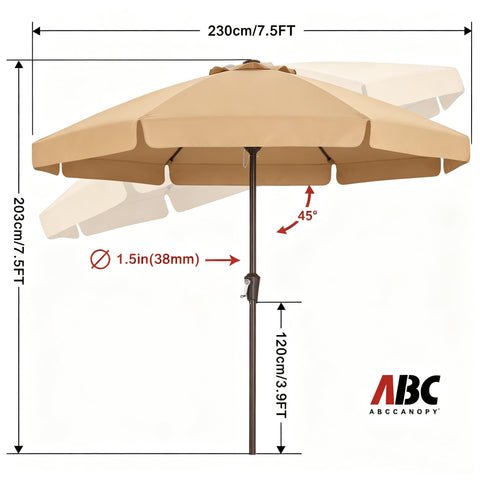 ABCCANOPY etiqueta con especificaciones y dimensiones visibles en poste