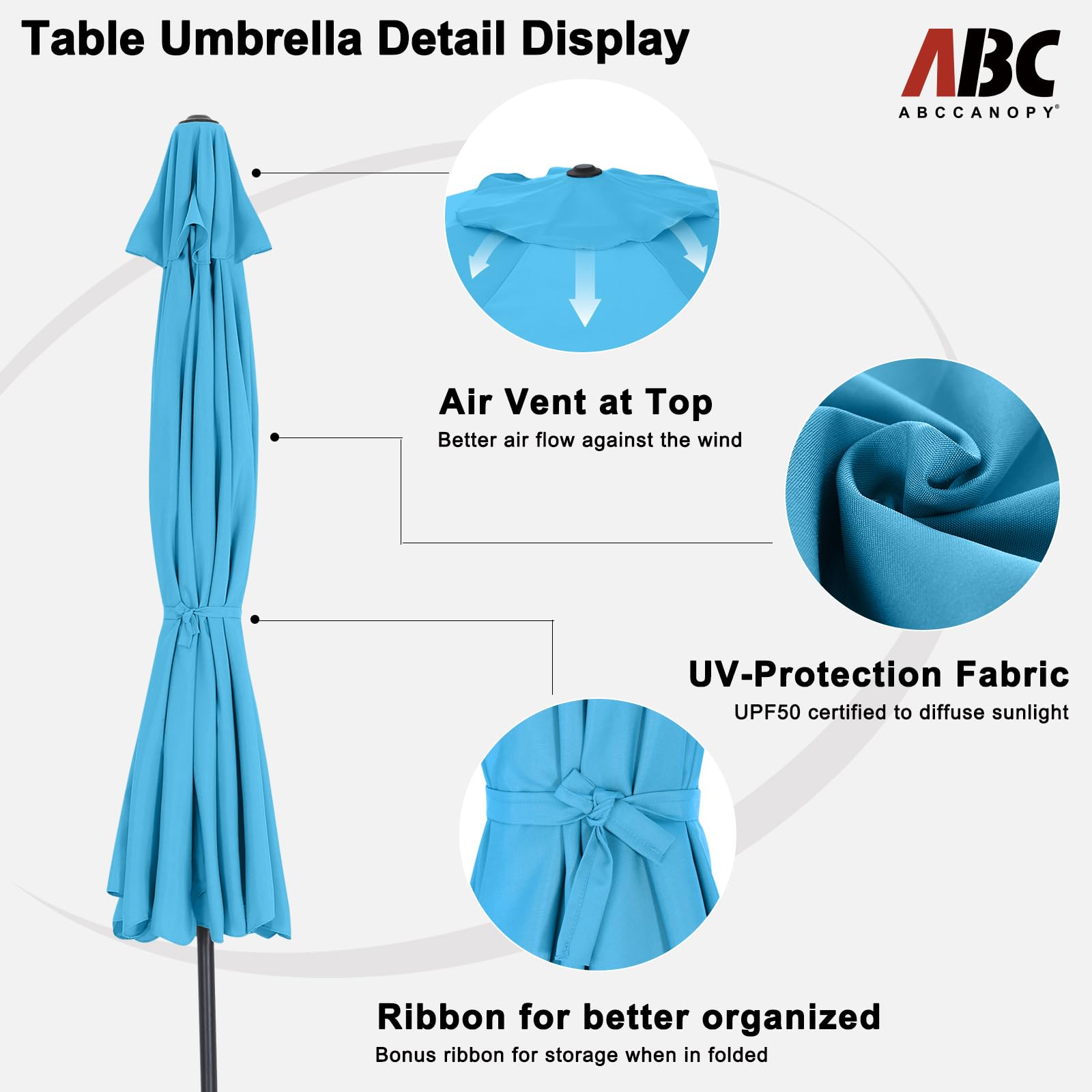 ABCCANOPY etiqueta con materiales y dimensiones para información clara