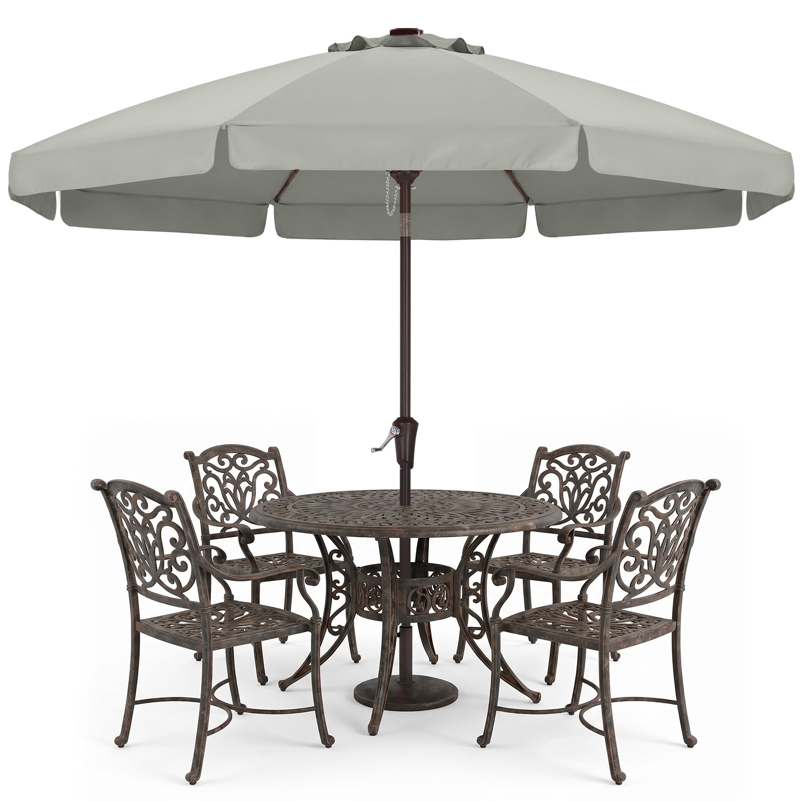 ABCCANOPY vista frontal de la sombrilla 9FT gris, sombra amplia y elegante