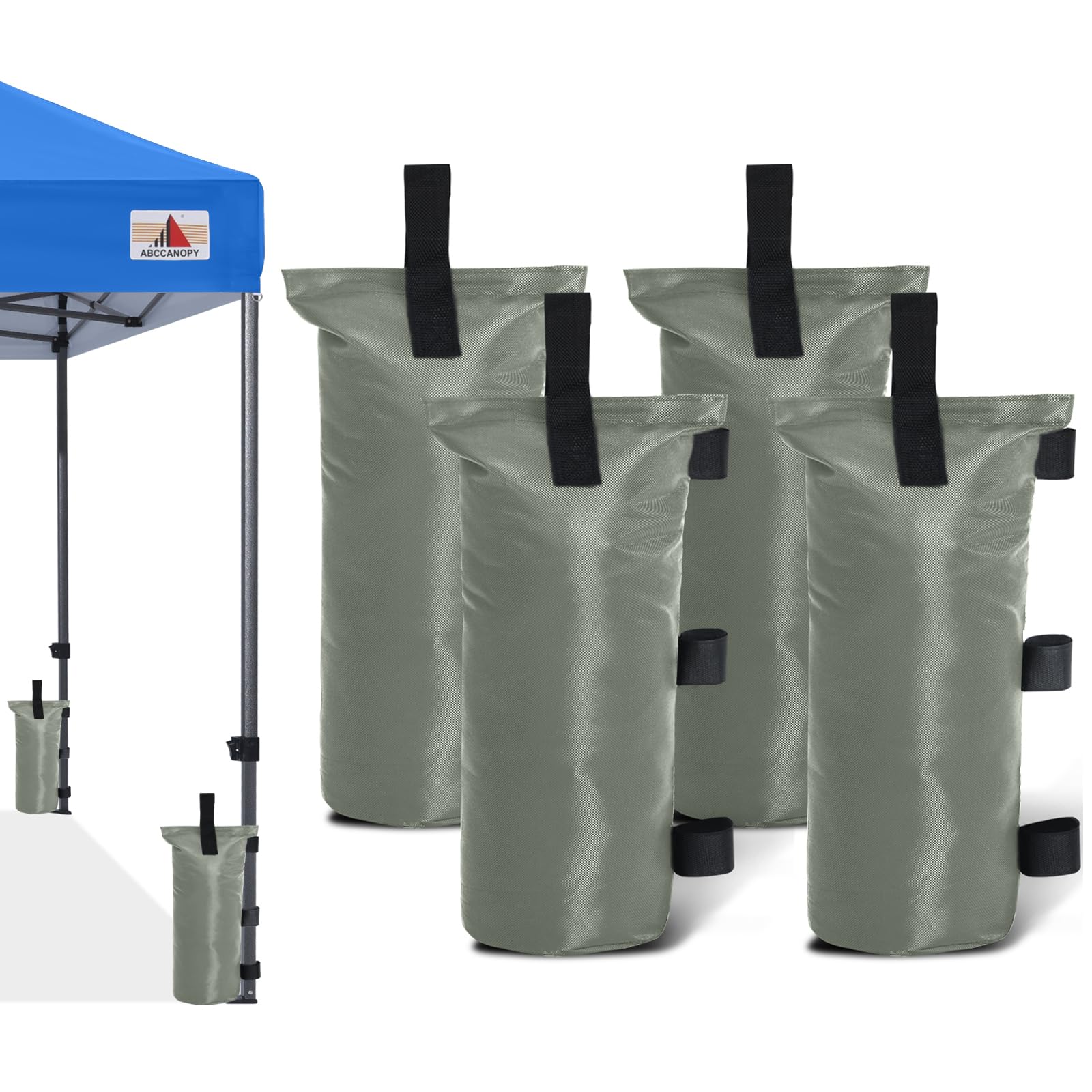 ABCCANOPY vista frontal del set de 4 bolsas de peso gris para mayor estabilidad