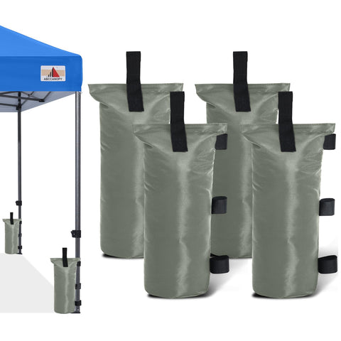 ABCCANOPY vista frontal del set de 4 bolsas de peso gris para mayor estabilidad