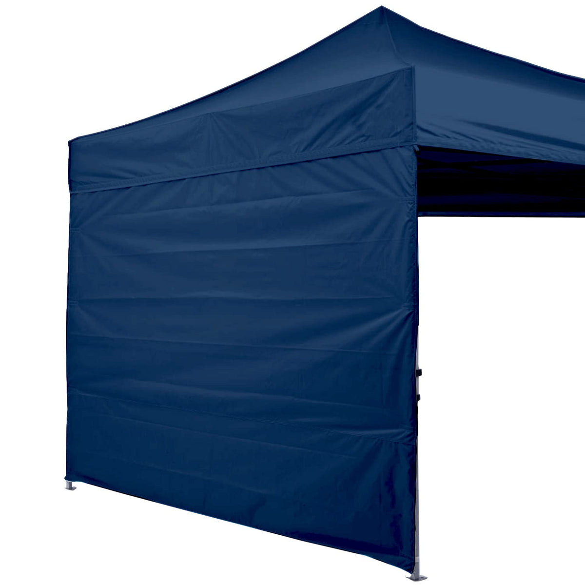 ABCCANOPY panel lateral frontal azul marino mostrando protección y privacidad