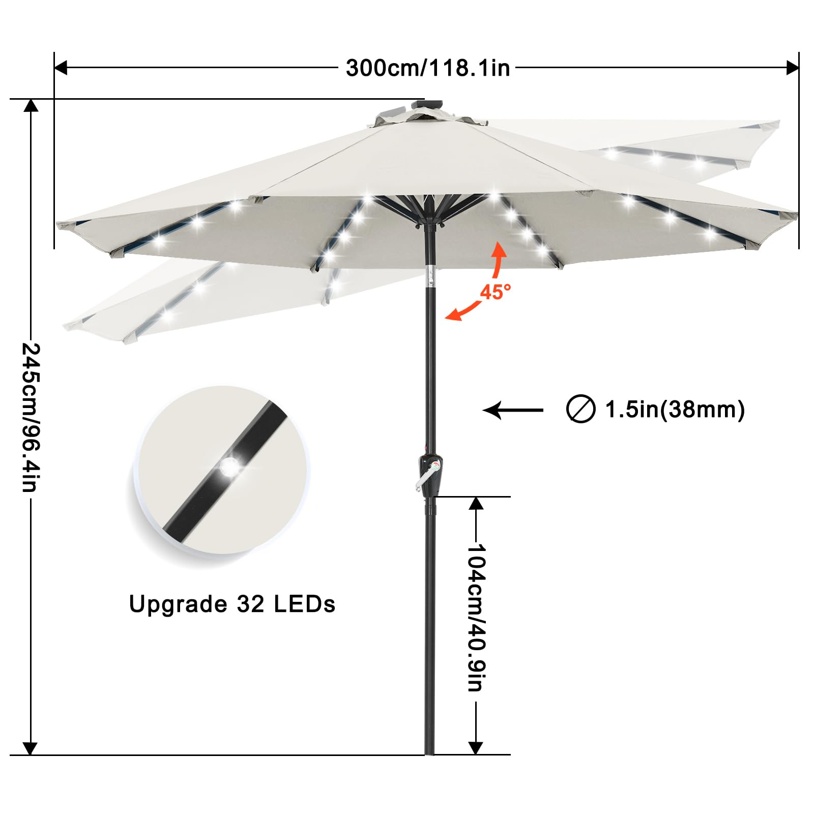 ABCCANOPY panel solar en la corona recargando batería para luz nocturna