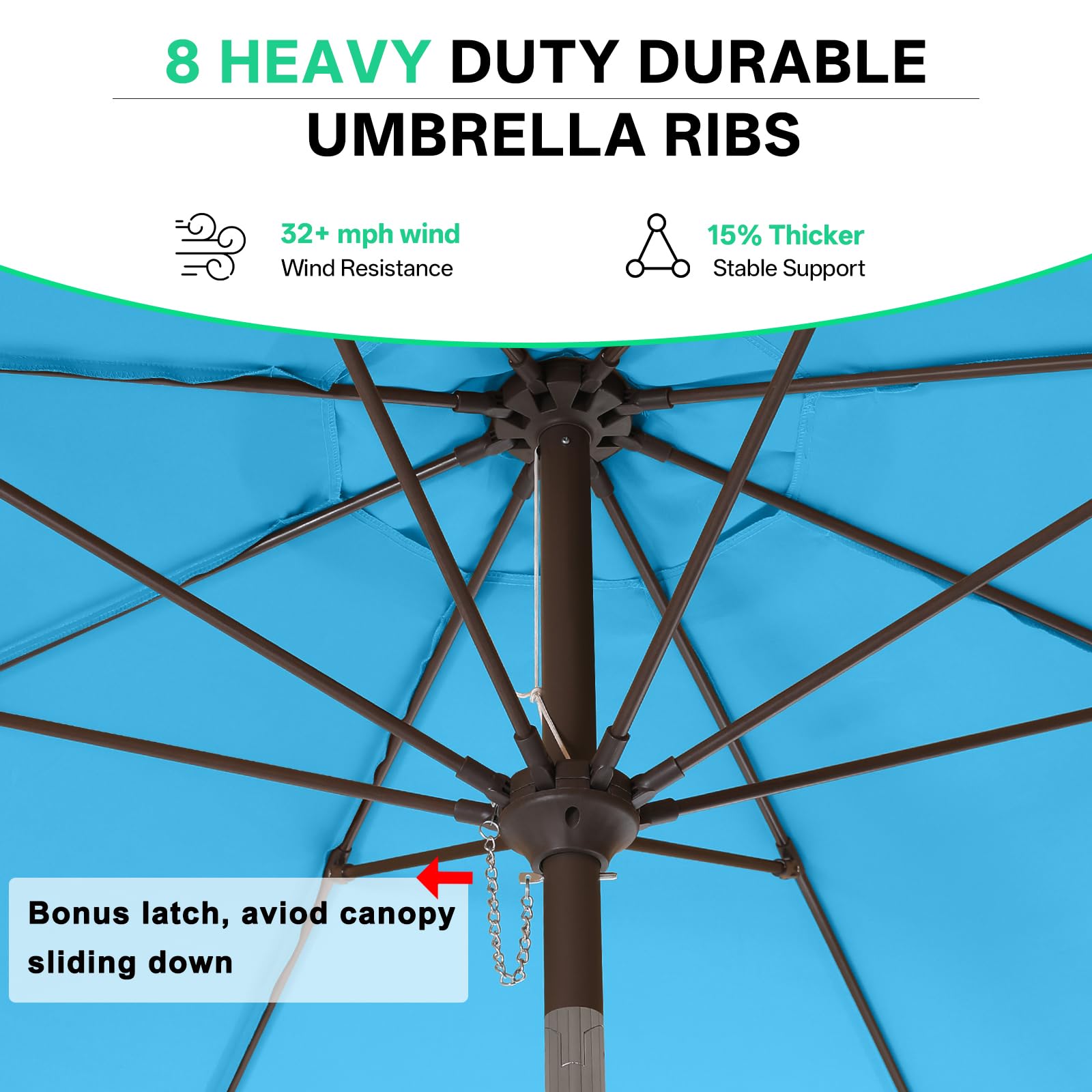 ABCCANOPY sombrilla instalada en jardín protegiendo mesa y sillas