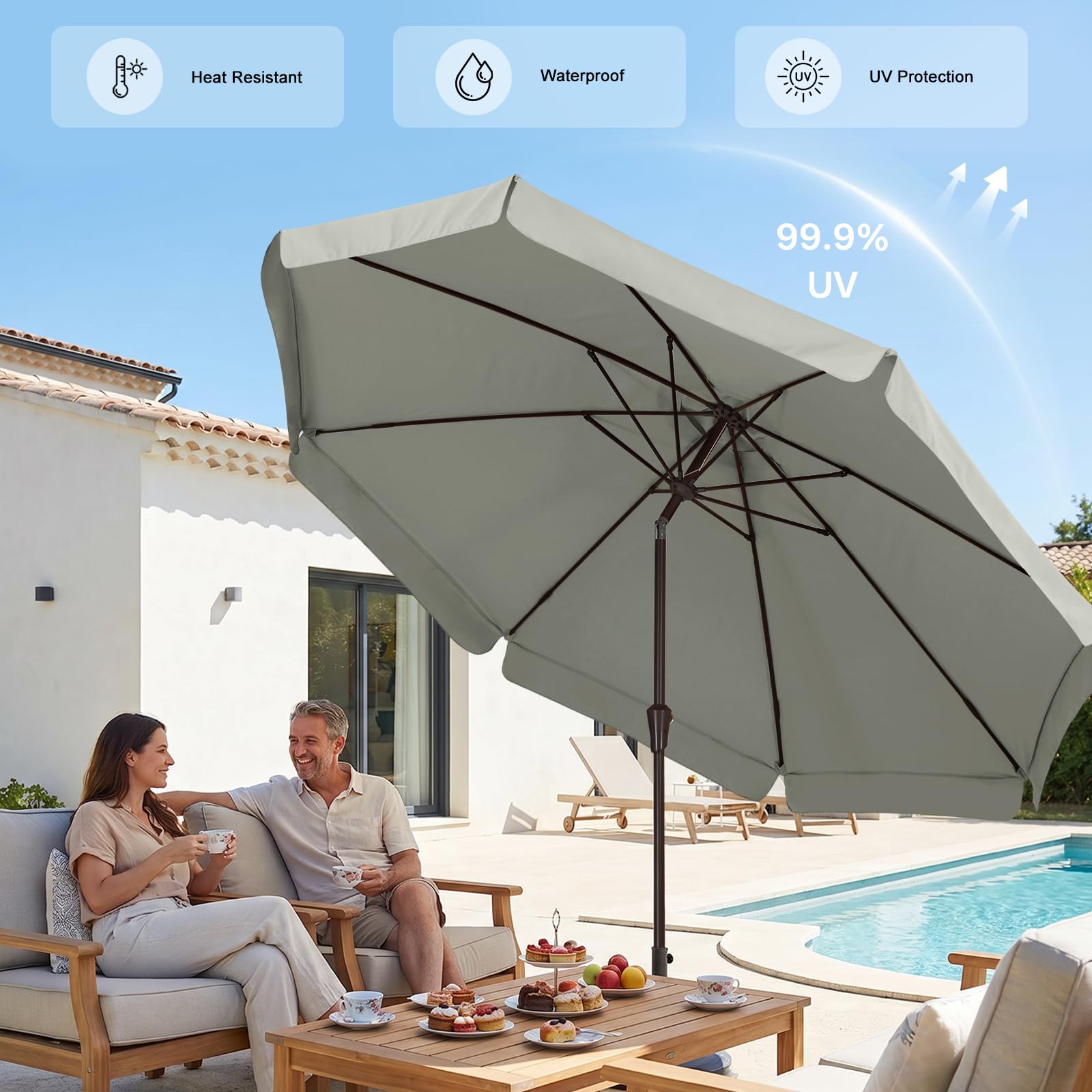ABCCANOPY sombrilla montada en mesa exterior, sombra para comedor al aire libre
