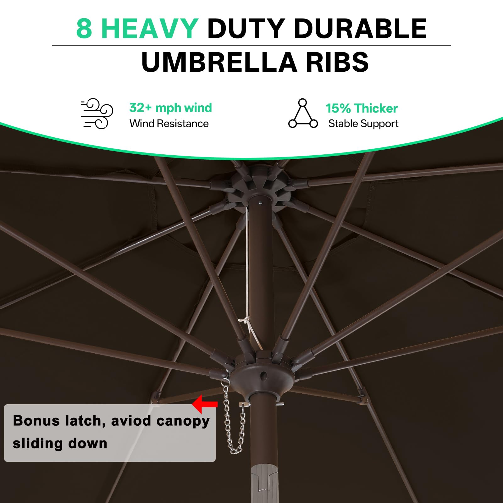 ABCCANOPY sombrilla instalada en patio con mesa y sillas para comedor exterior cómodo