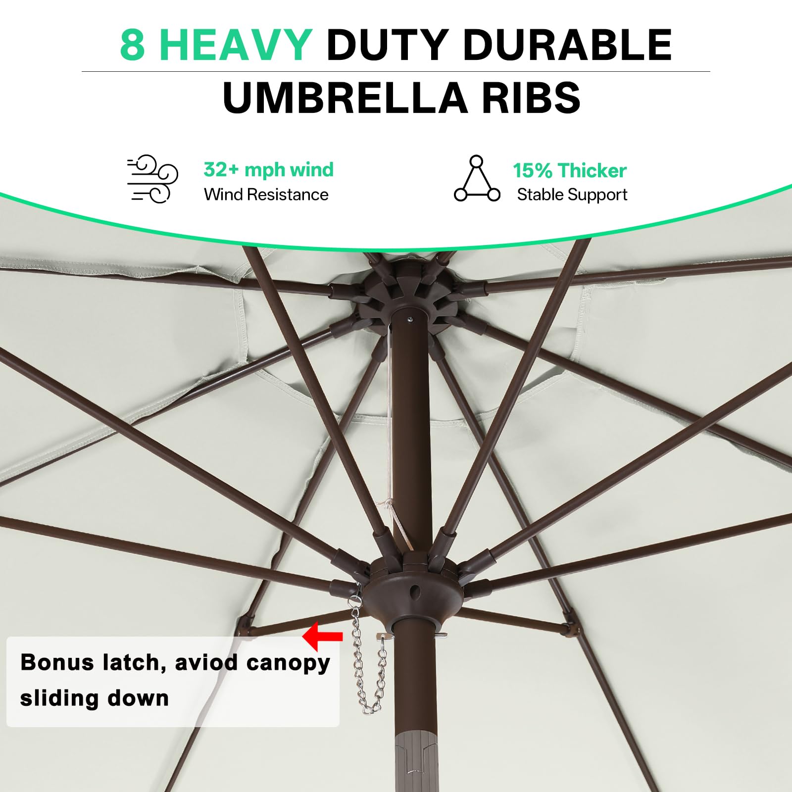ABCCANOPY sombrilla instalada sobre mesa con sillas para 4-6 personas en patio