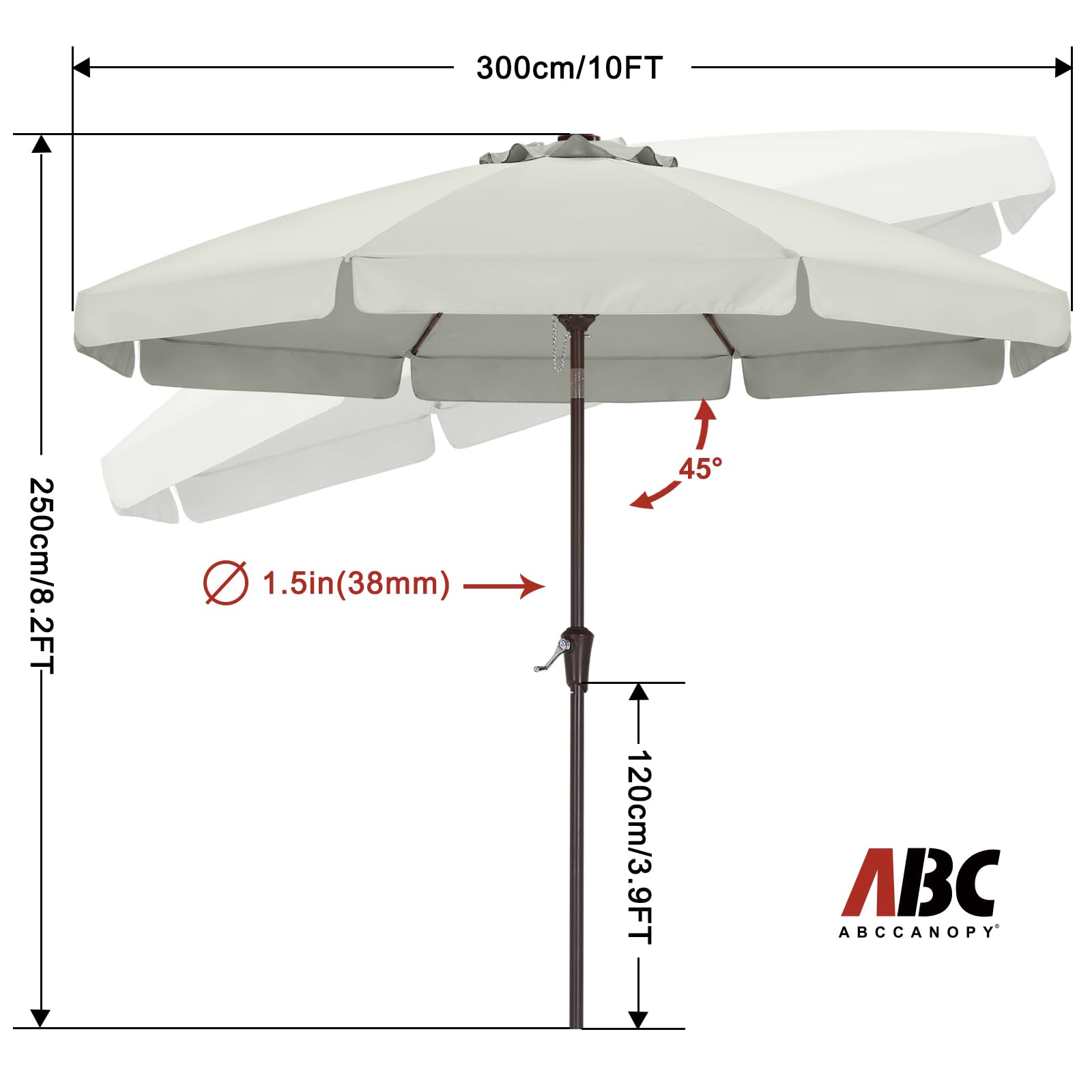 ABCCANOPY detalle de la tela yarn-dyed con protección UPF50+ que mantiene color y bloquea UV
