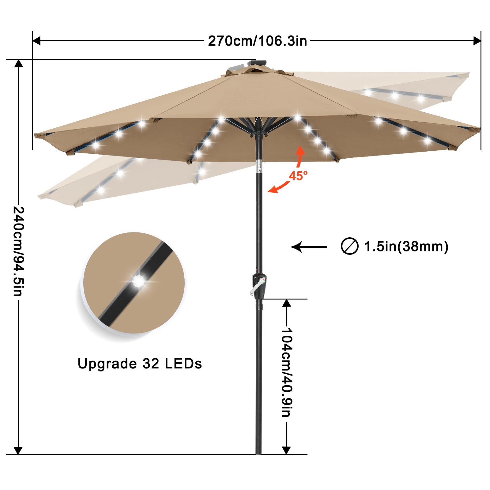 ABCCANOPY iluminación de noche con 32 LEDs encendidos, luz uniforme para reuniones