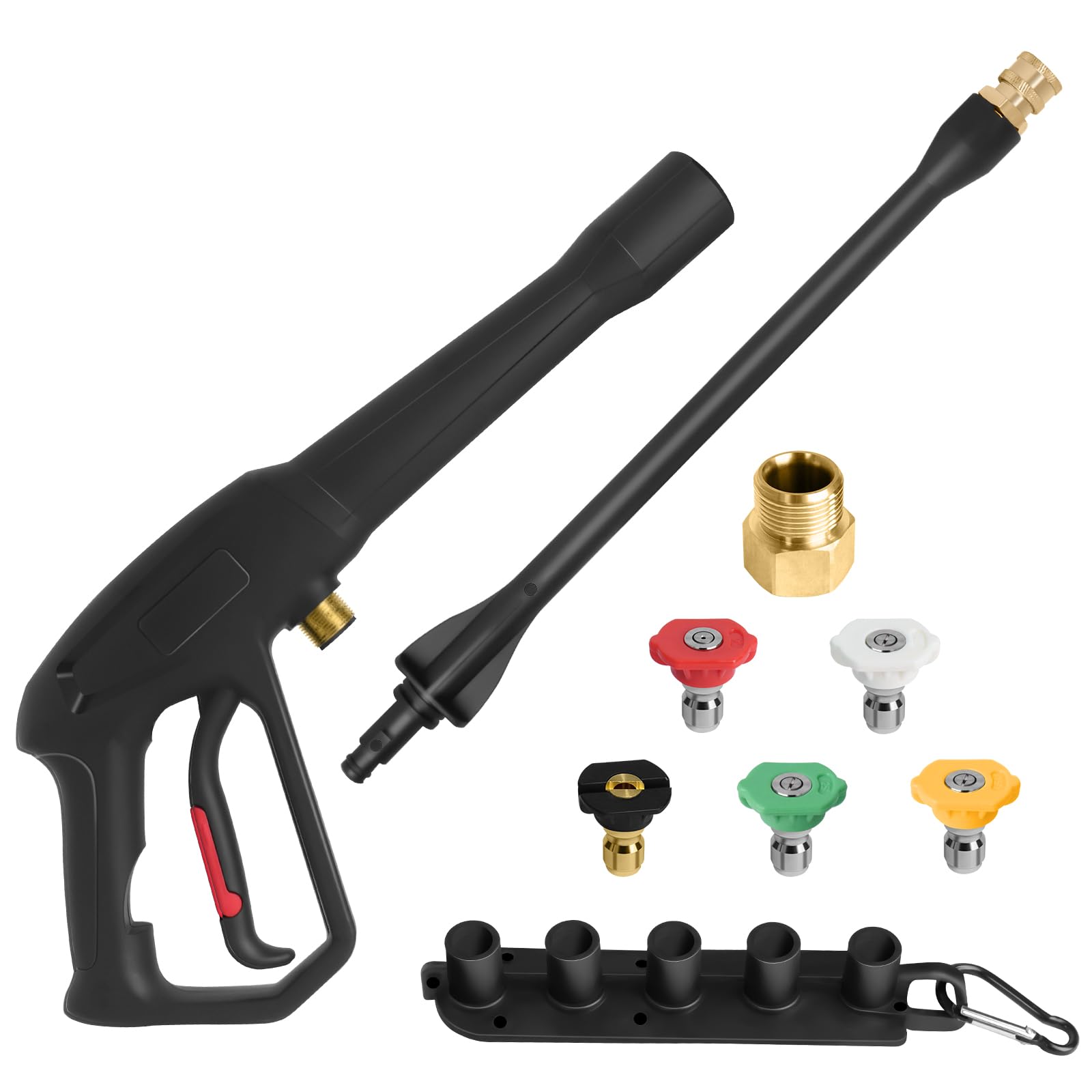 Abode pistola frontal mostrando agarre ergonómico y control seguro
