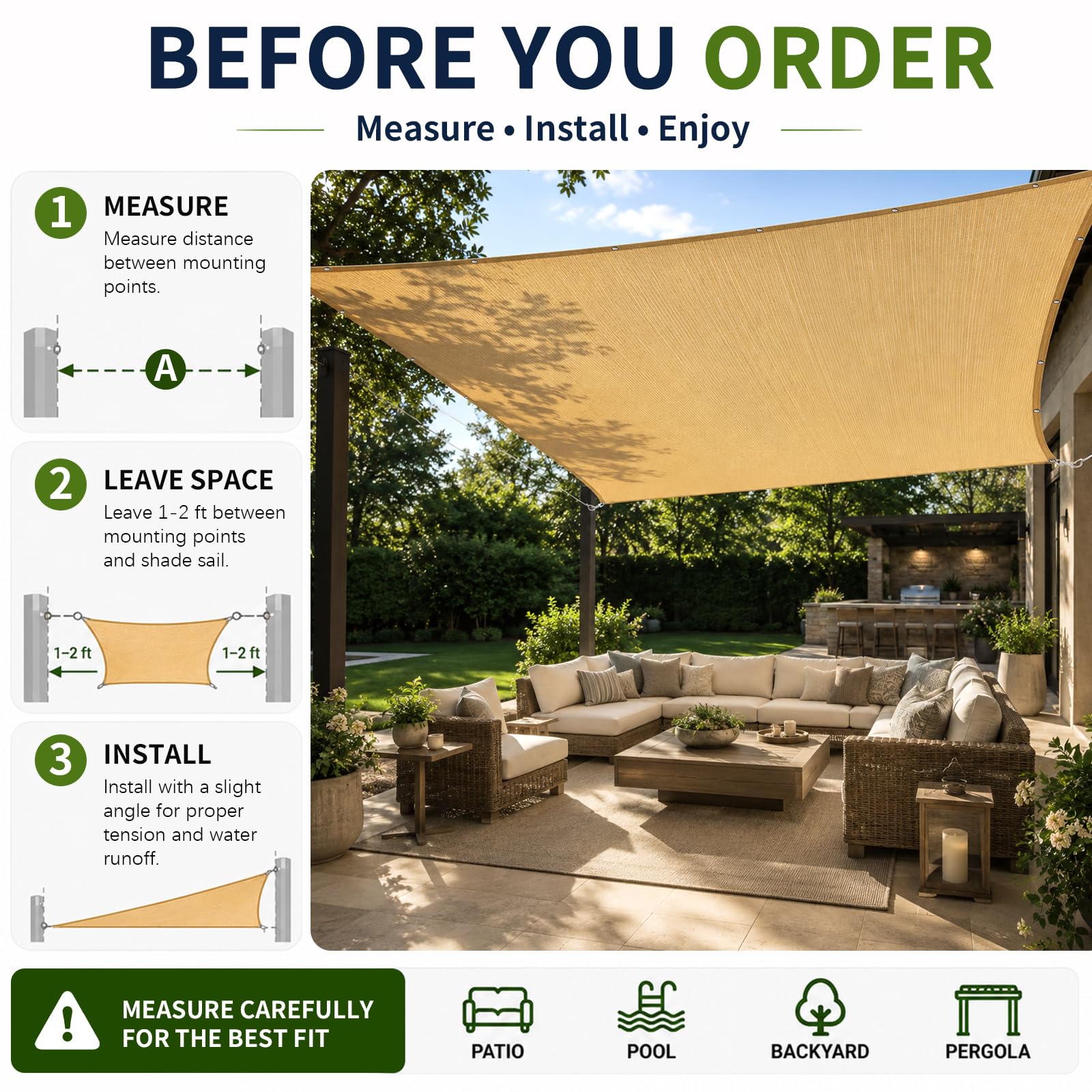 ABOSUN ambiente patio con muebles bajo sombra que mejora comodidad