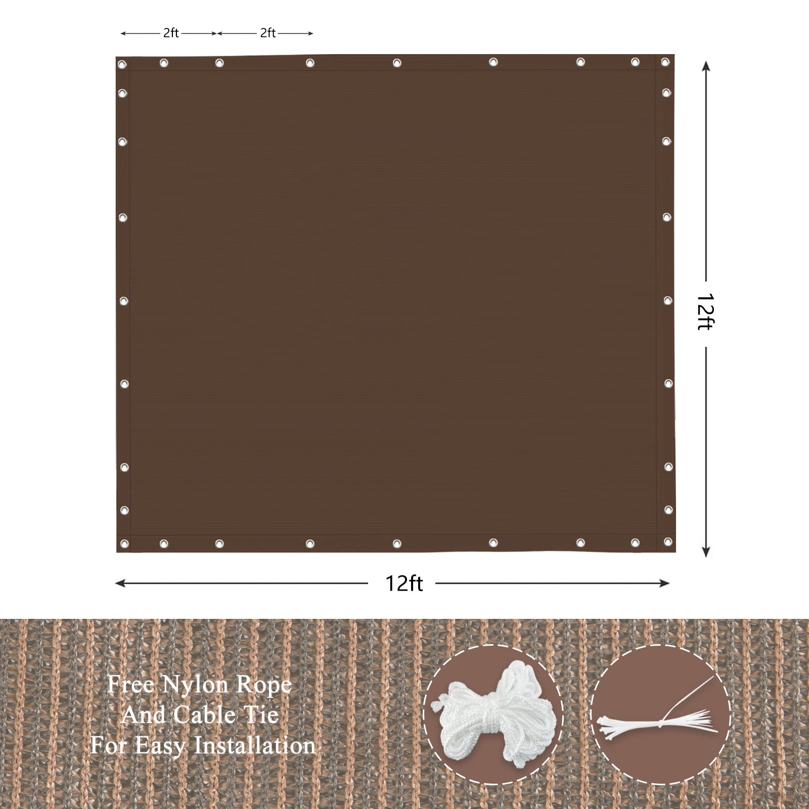 ABOSUN primer plano del tejido HDPE, durabilidad visible