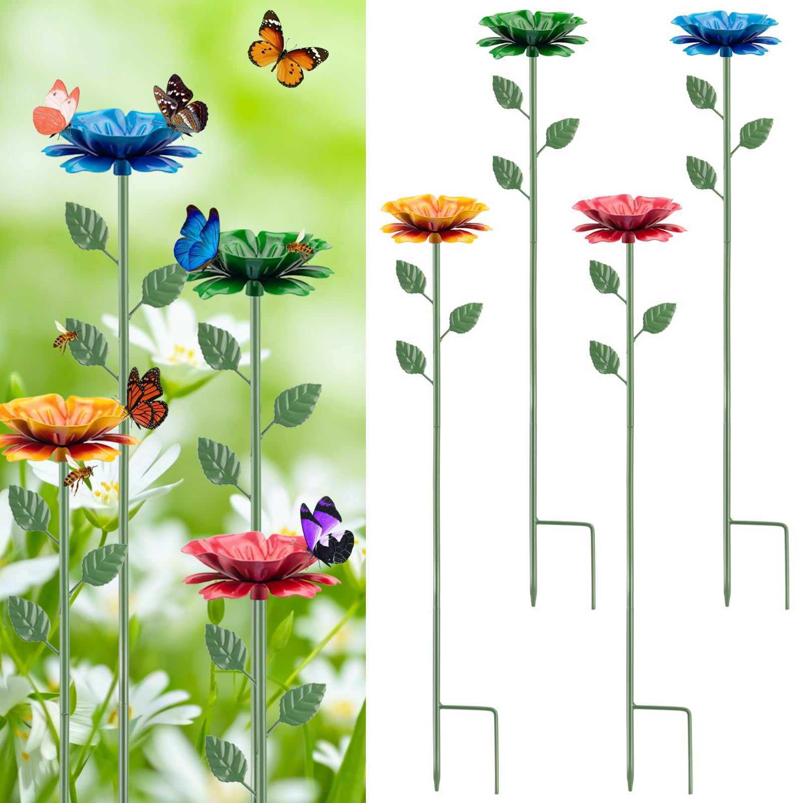 Abtanx paquete frontal cuatro bebederos florales mostrando colores llamativos y atractivo
