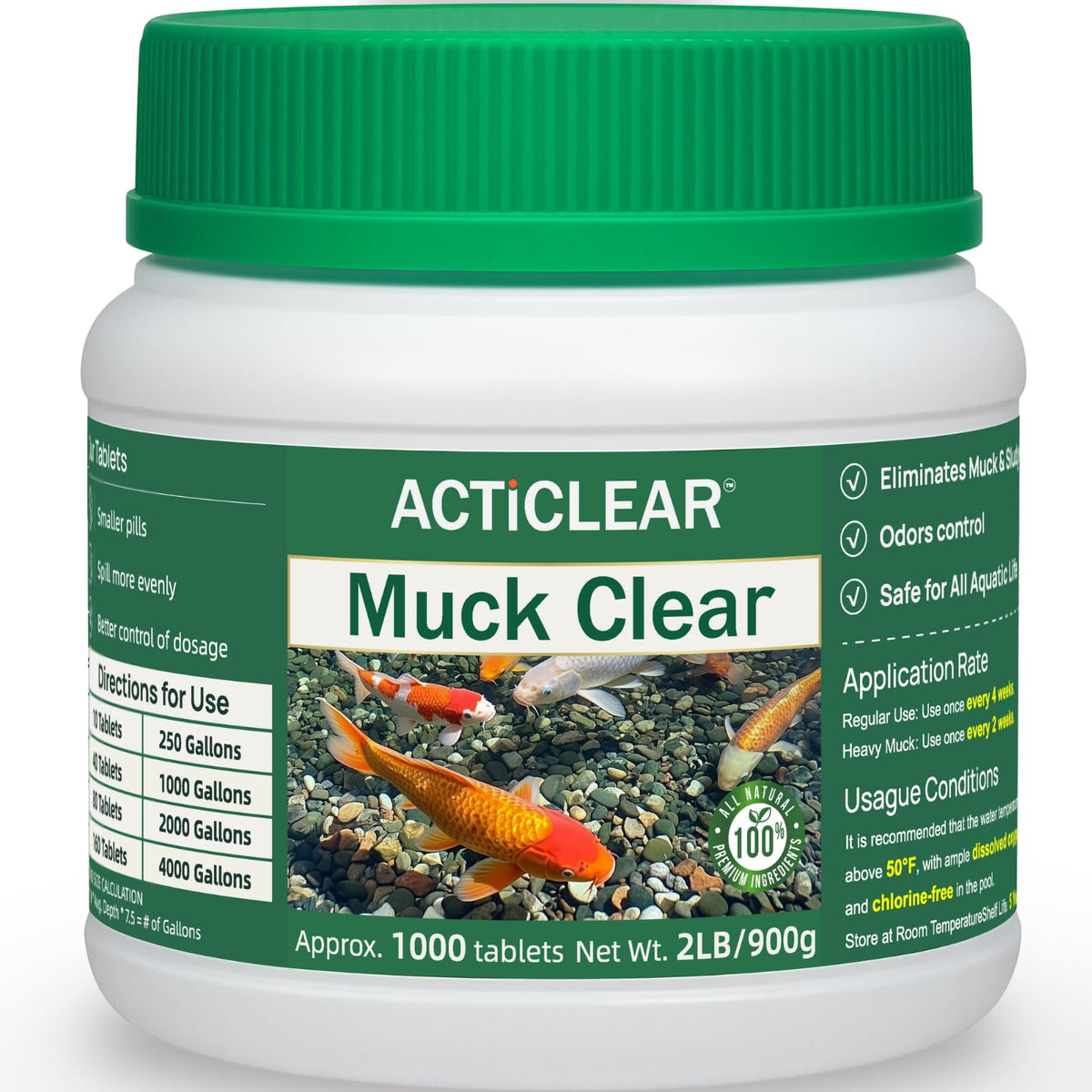 ActiClear paquete frontal mostrando tamaño y beneficios ecológicos