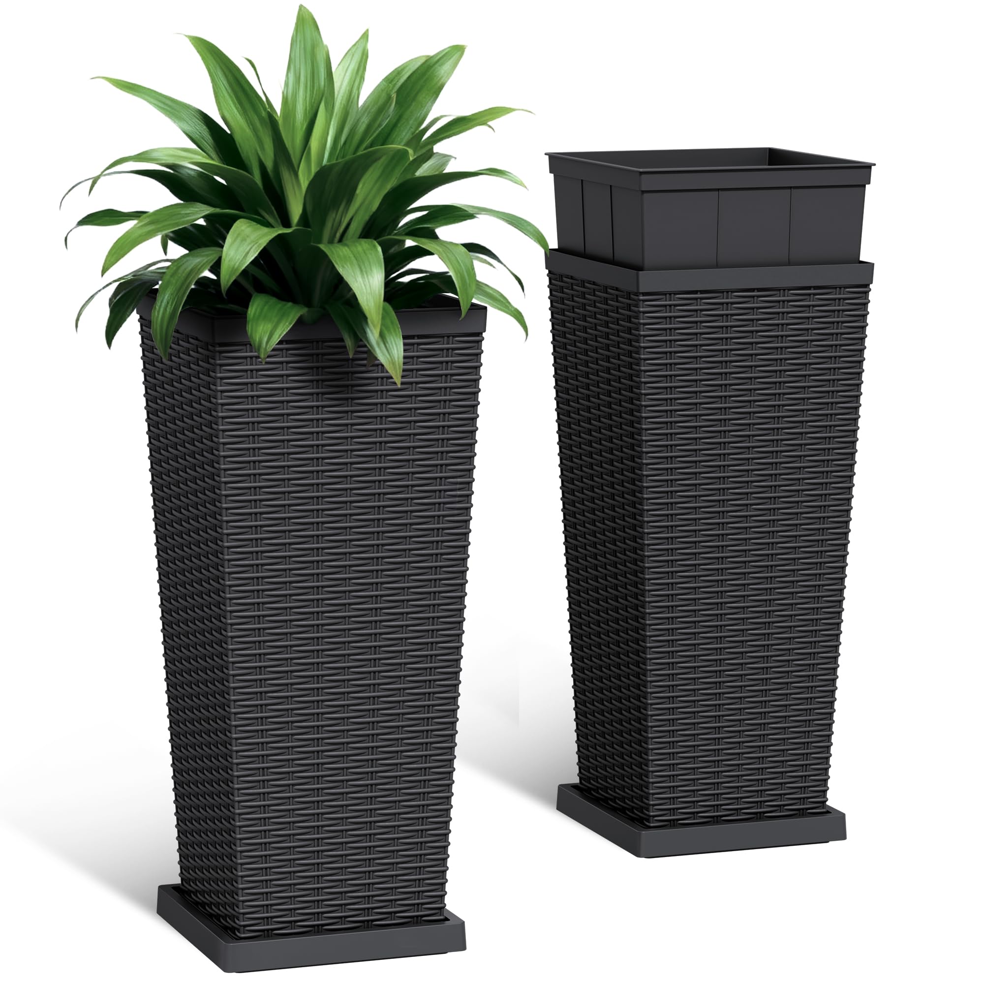 Acurax macetero frontal pack de 2 mostrando diseño elegante y espacio para plantas