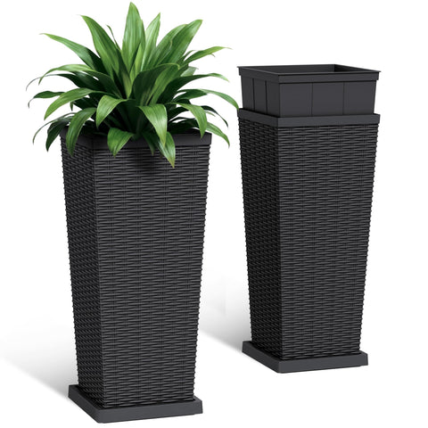 Acurax macetero frontal pack de 2 mostrando diseño elegante y espacio para plantas