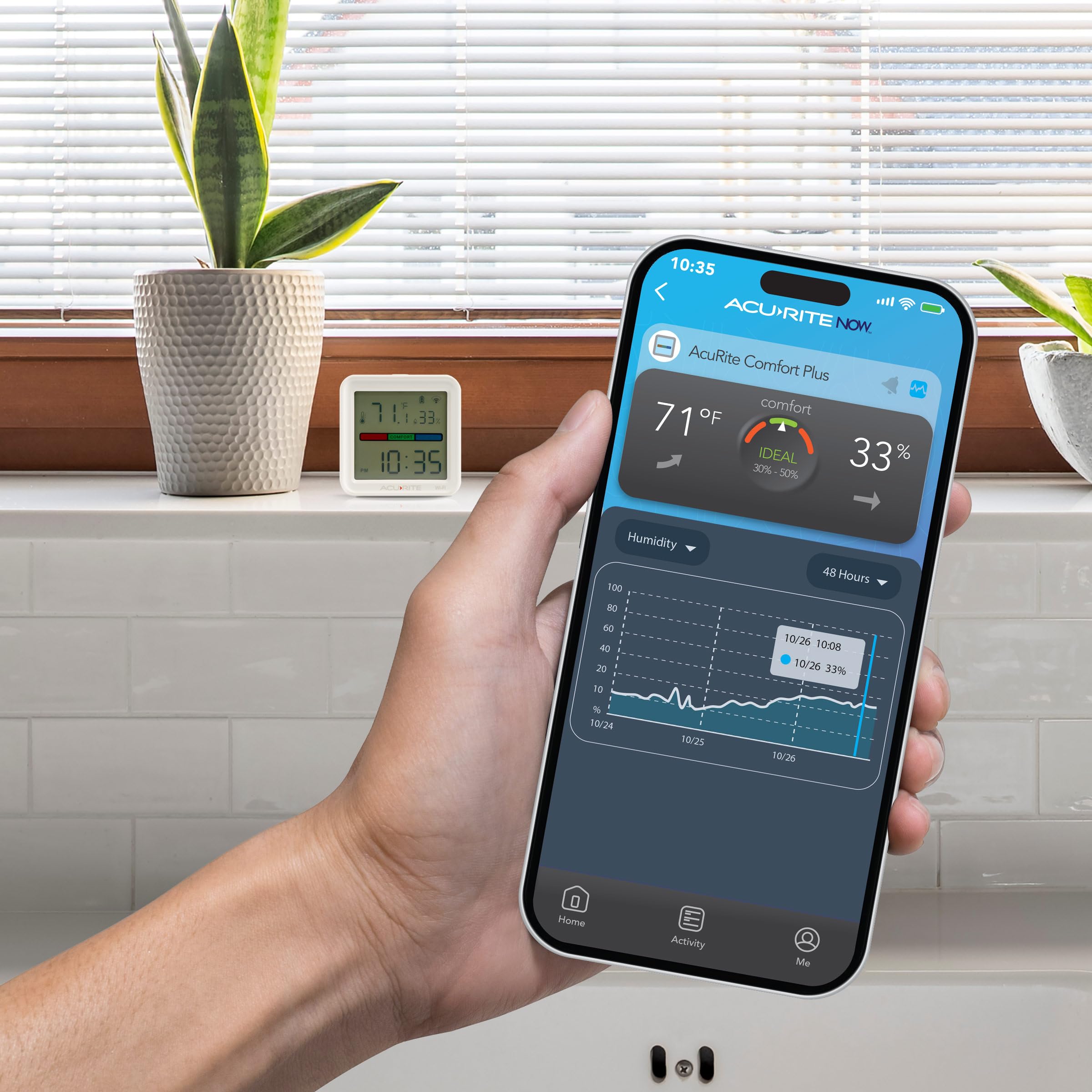 AcuRite detalle de ranura para colgar para instalación sencilla