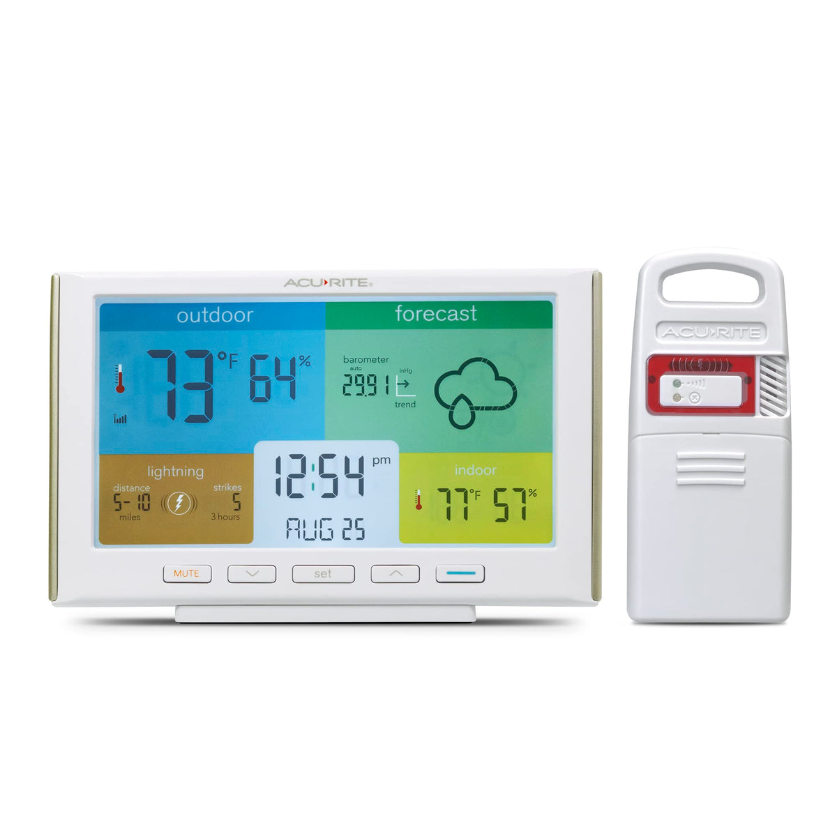 AcuRite pantalla frontal con previsión hiperlocal clara