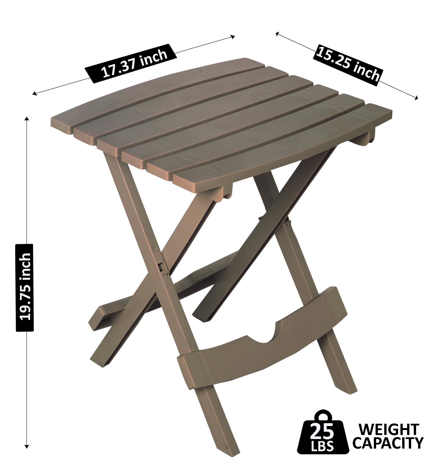Adams Quik-Fold primer plano de resina resistente con acabado Portobello
