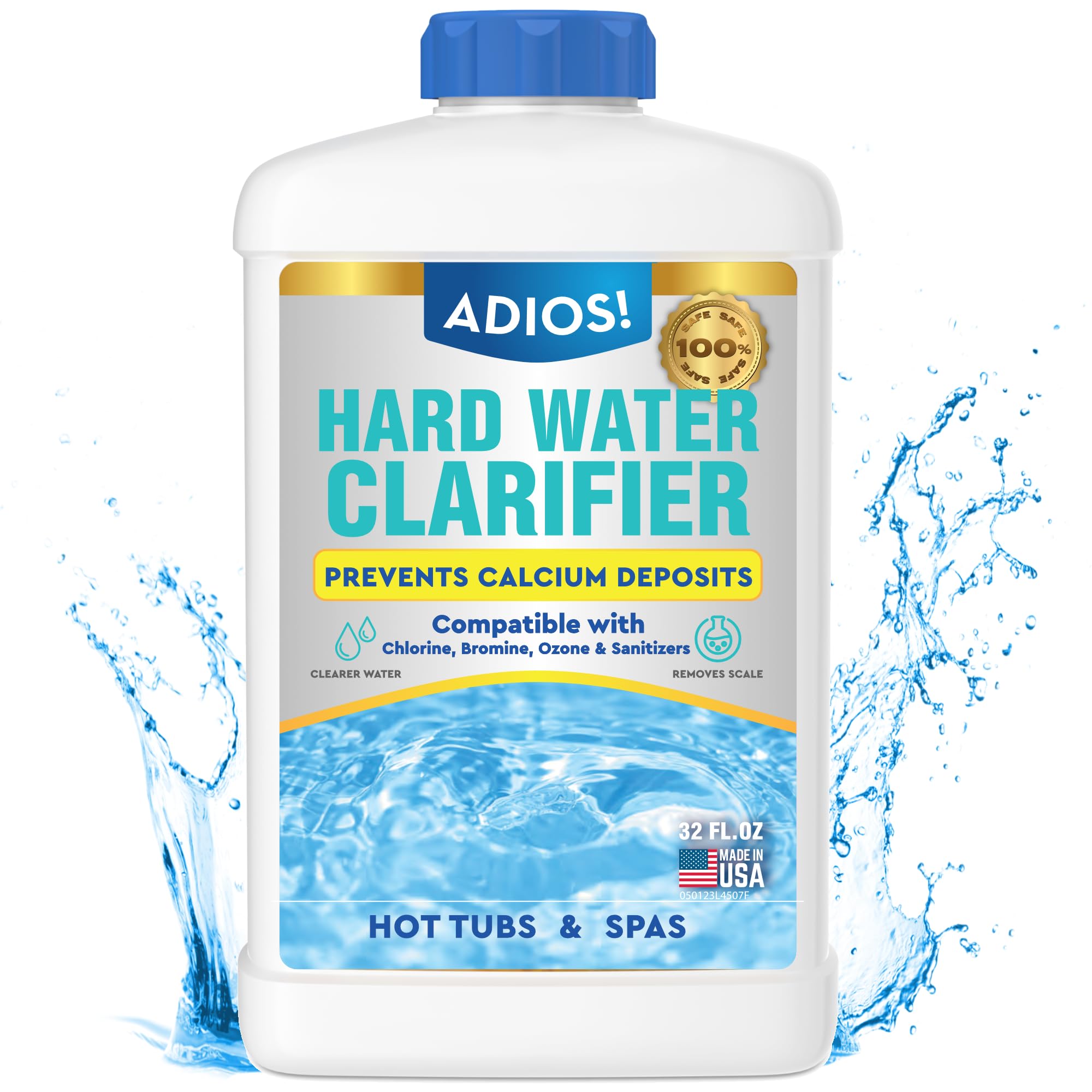 ADIOS! frasco 32oz frente mostrando etiqueta y volumen beneficios