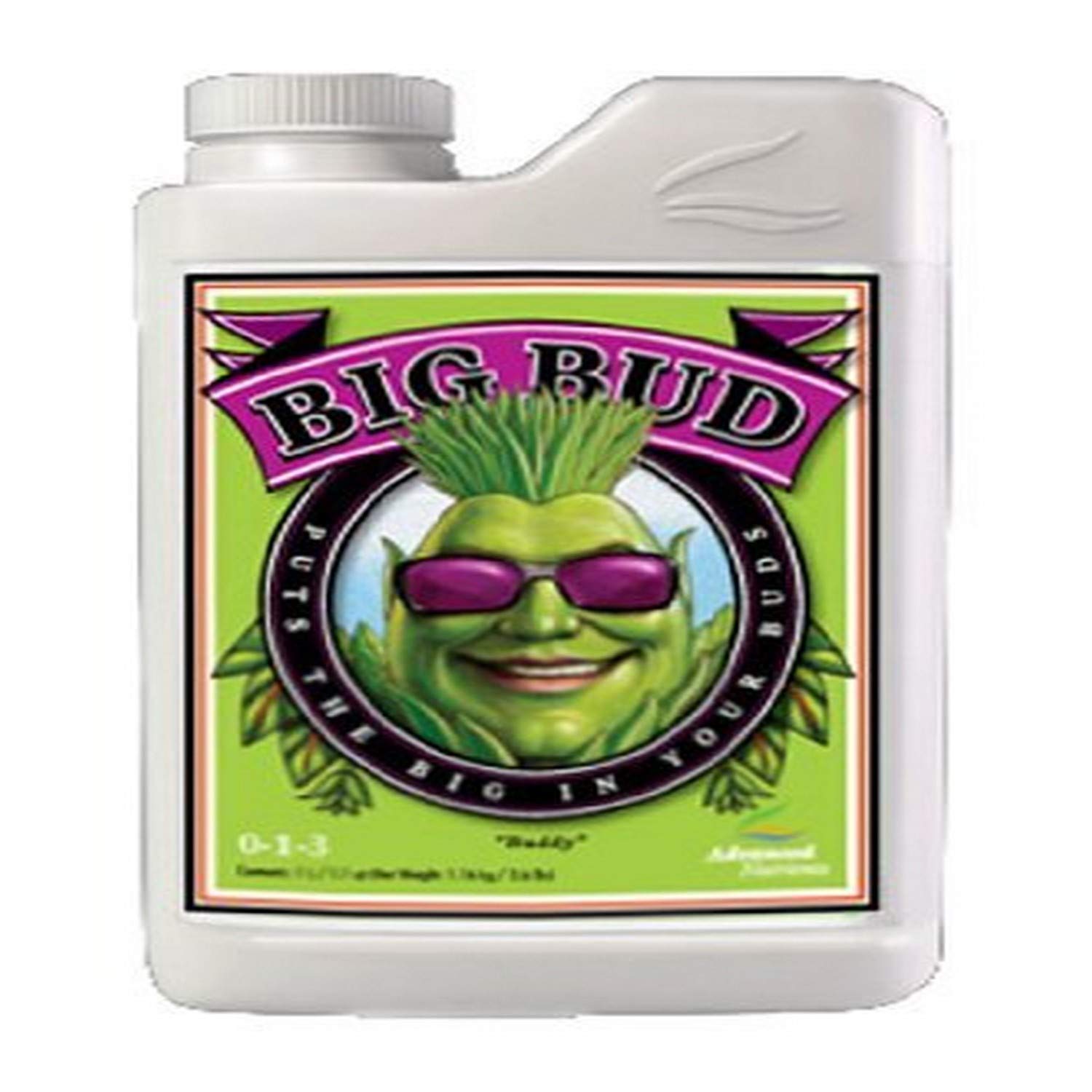 Advanced Nutrients Big Bud envase frontal mostrando concentración y mayor rendimiento