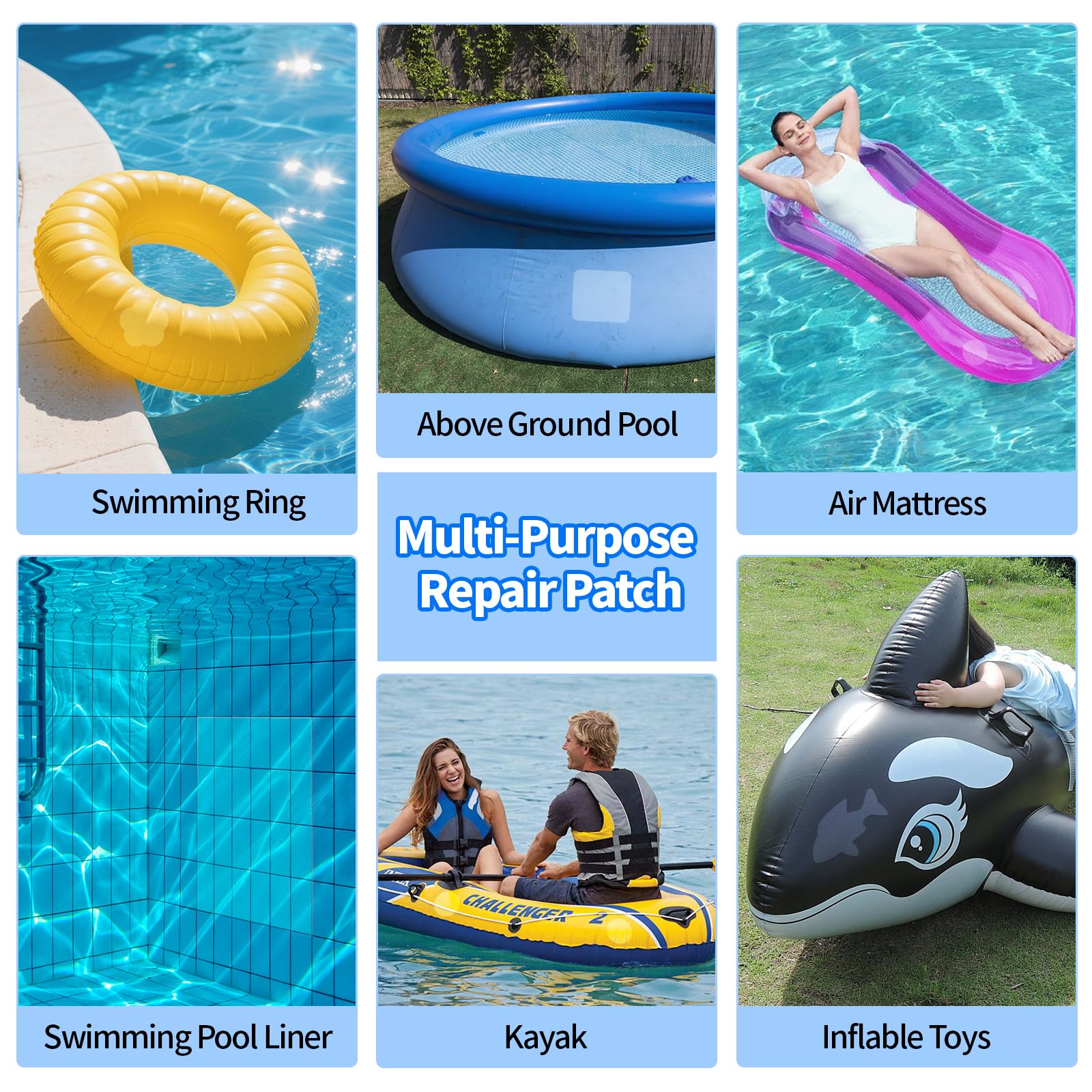ADXVR parche en entorno exterior reparando bote inflable eficazmente