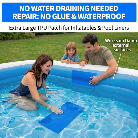 ADXVR parche aplicado bajo el agua sellando fuga en liner