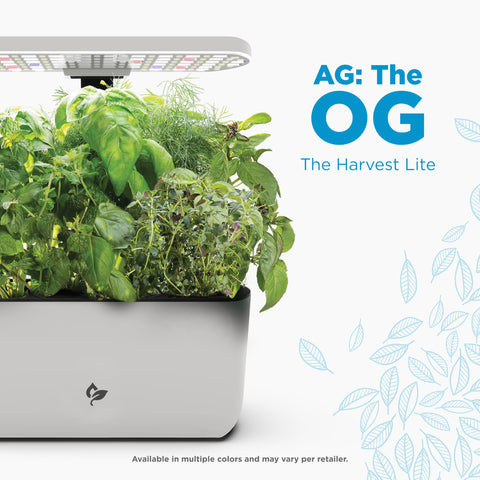 AeroGarden mostrando detalle de la luz LED eficiente y temporizador