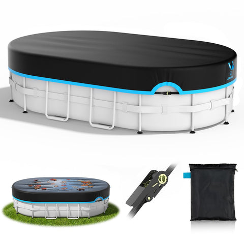 AGROAIDE cubierta frontal oval protege piscina y reduce limpieza