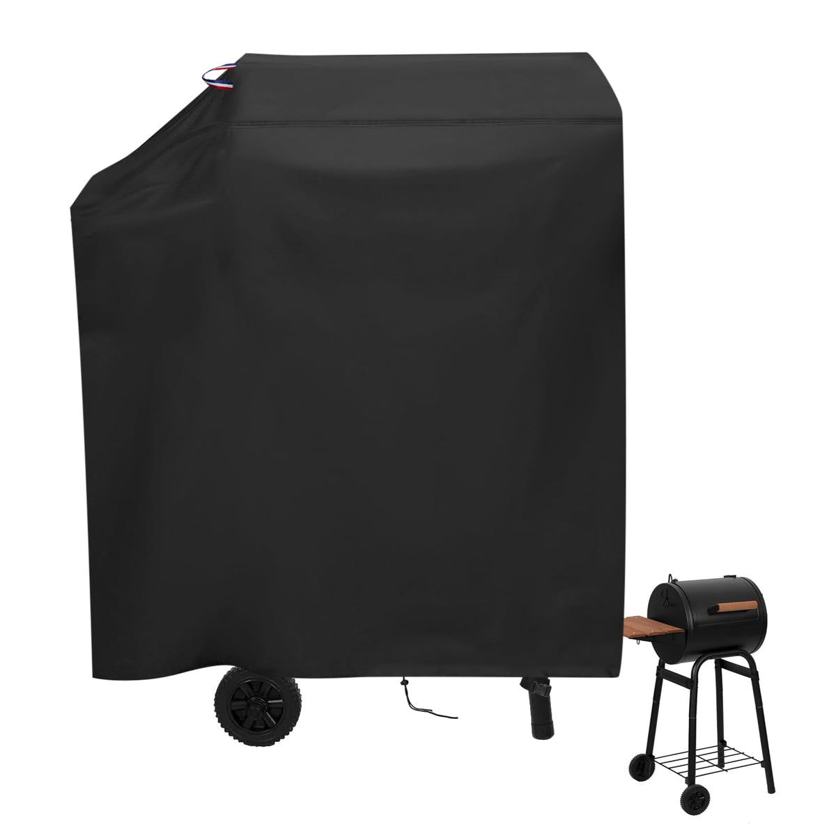Agustone funda frontal cubriendo Char-Griller E1515 con ajuste ceñido