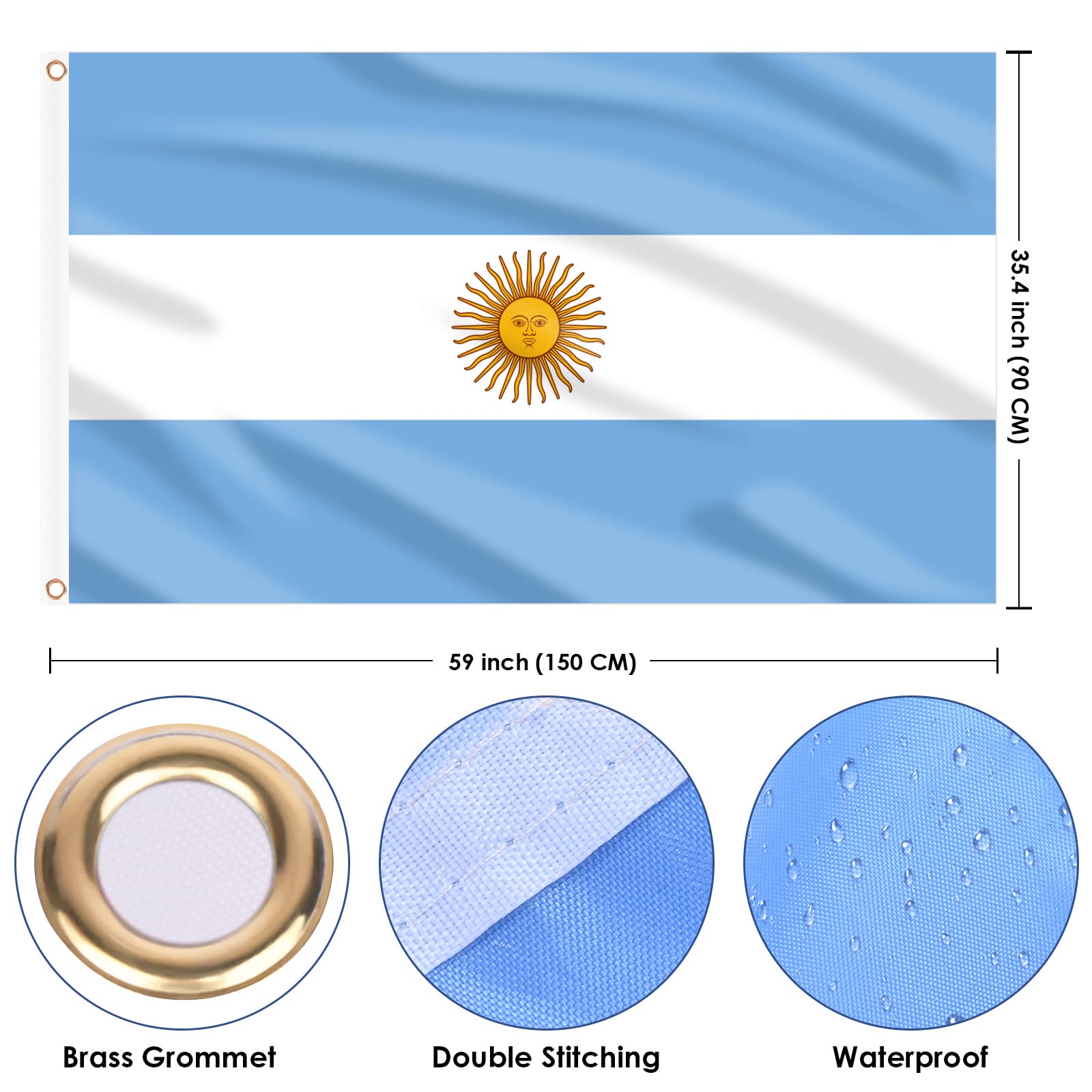 AhfuLife bandera argentina detalle doble cara que asegura visibilidad por ambos lados