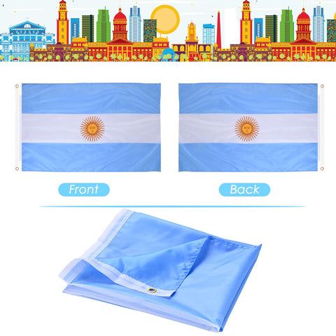 AhfuLife bandera argentina comparación de escala con mano para tamaño 90x150 cm