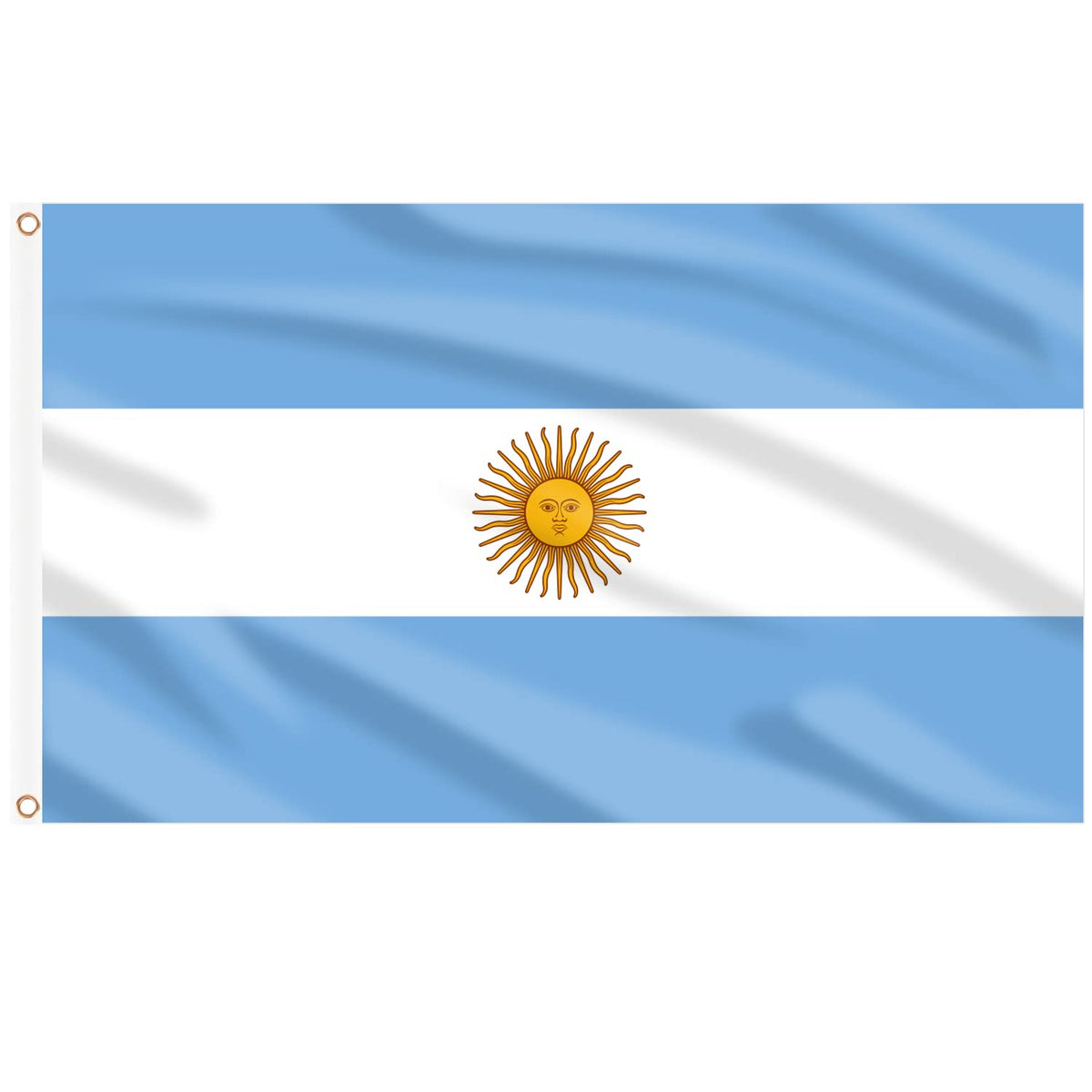 AhfuLife bandera argentina frontal mostrando colores vivos y diseño claro