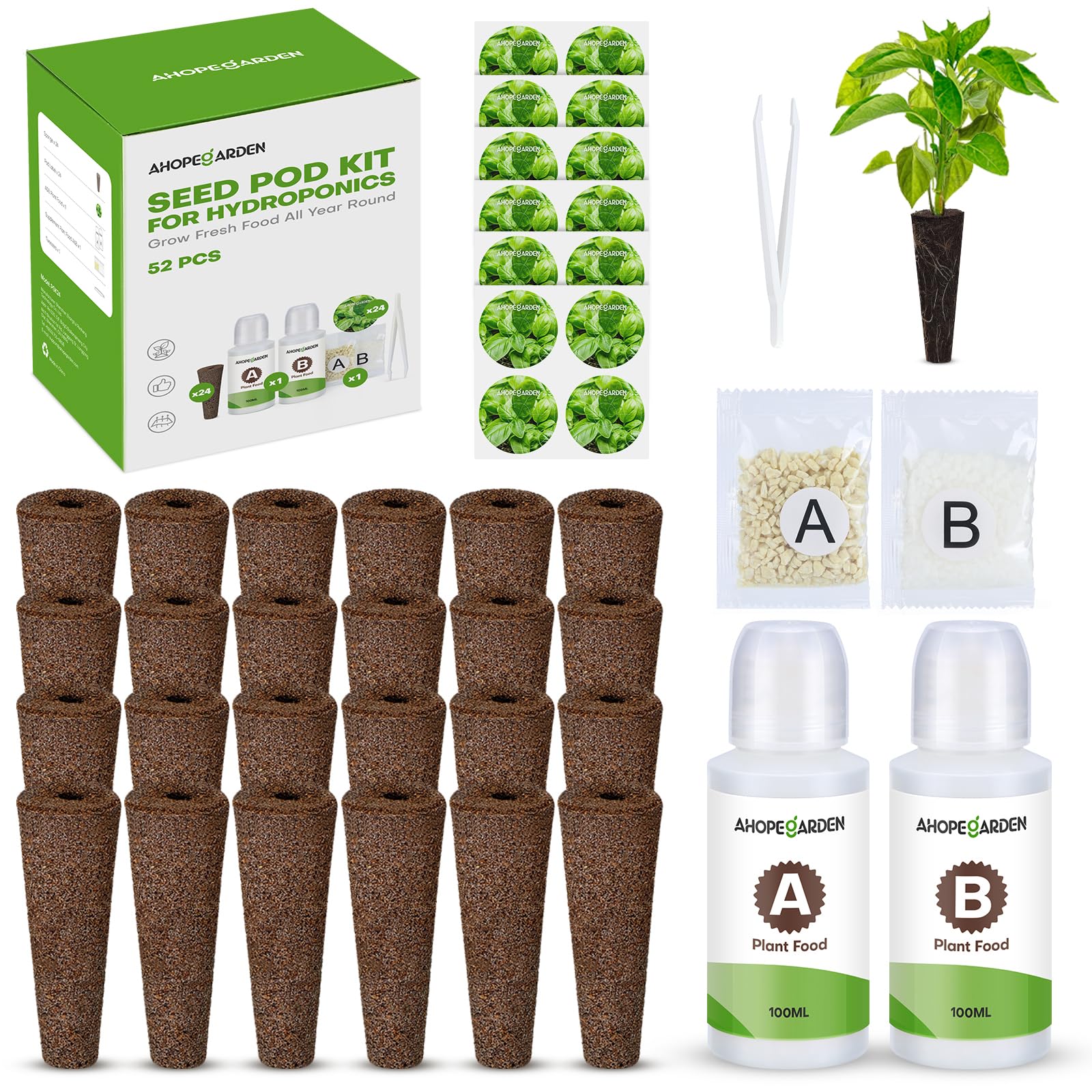 Ahopegarden kit 52PCS vista frontal todo incluido para cultivo interior