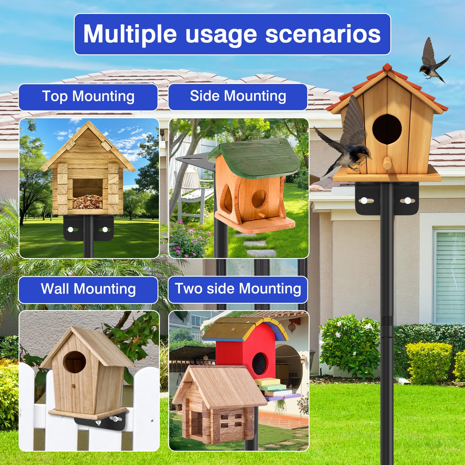 AHRLHR poste con comedero en uso atrae aves y facilita observación