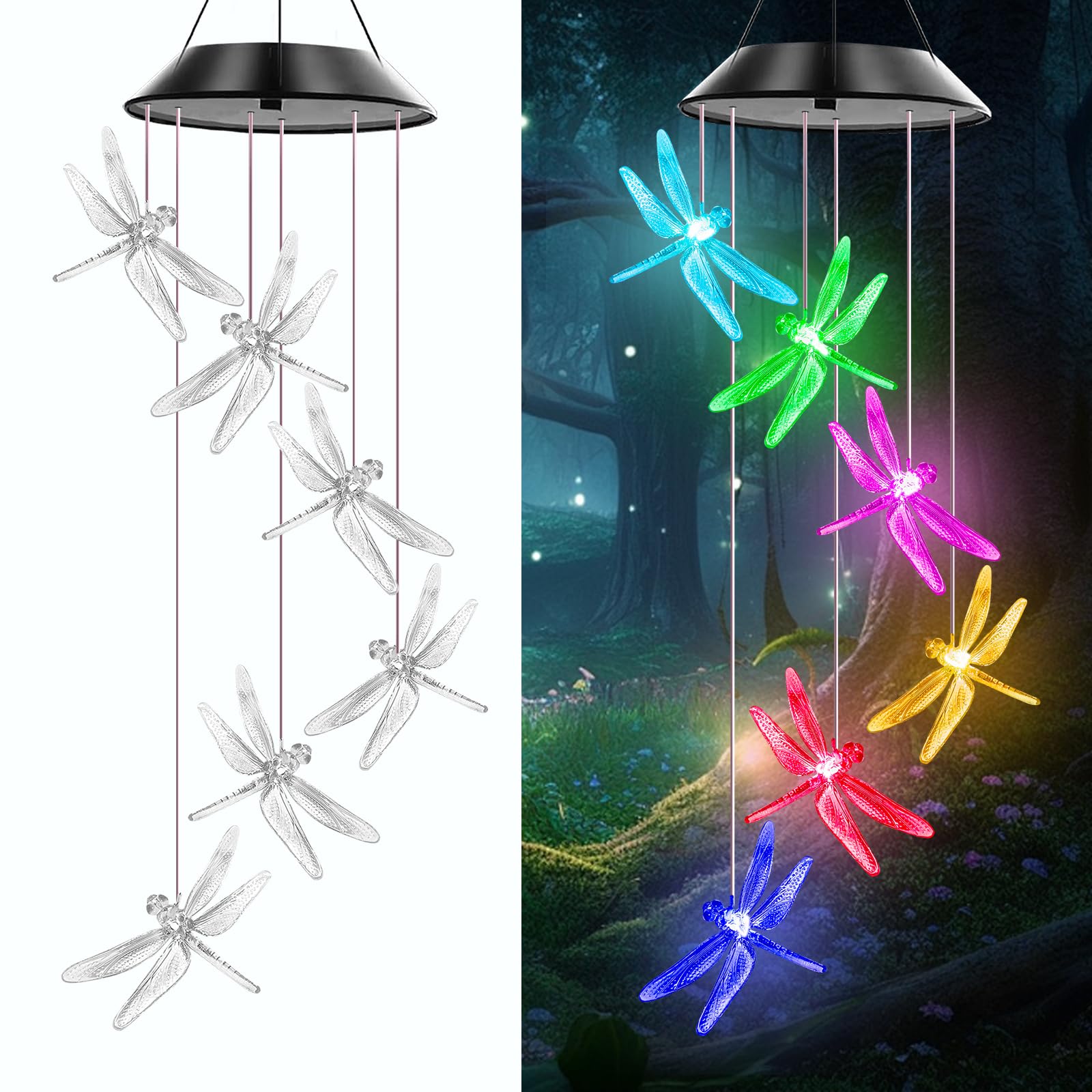 AIONASA libélula frontal con luces cambiantes y aspecto decorativo