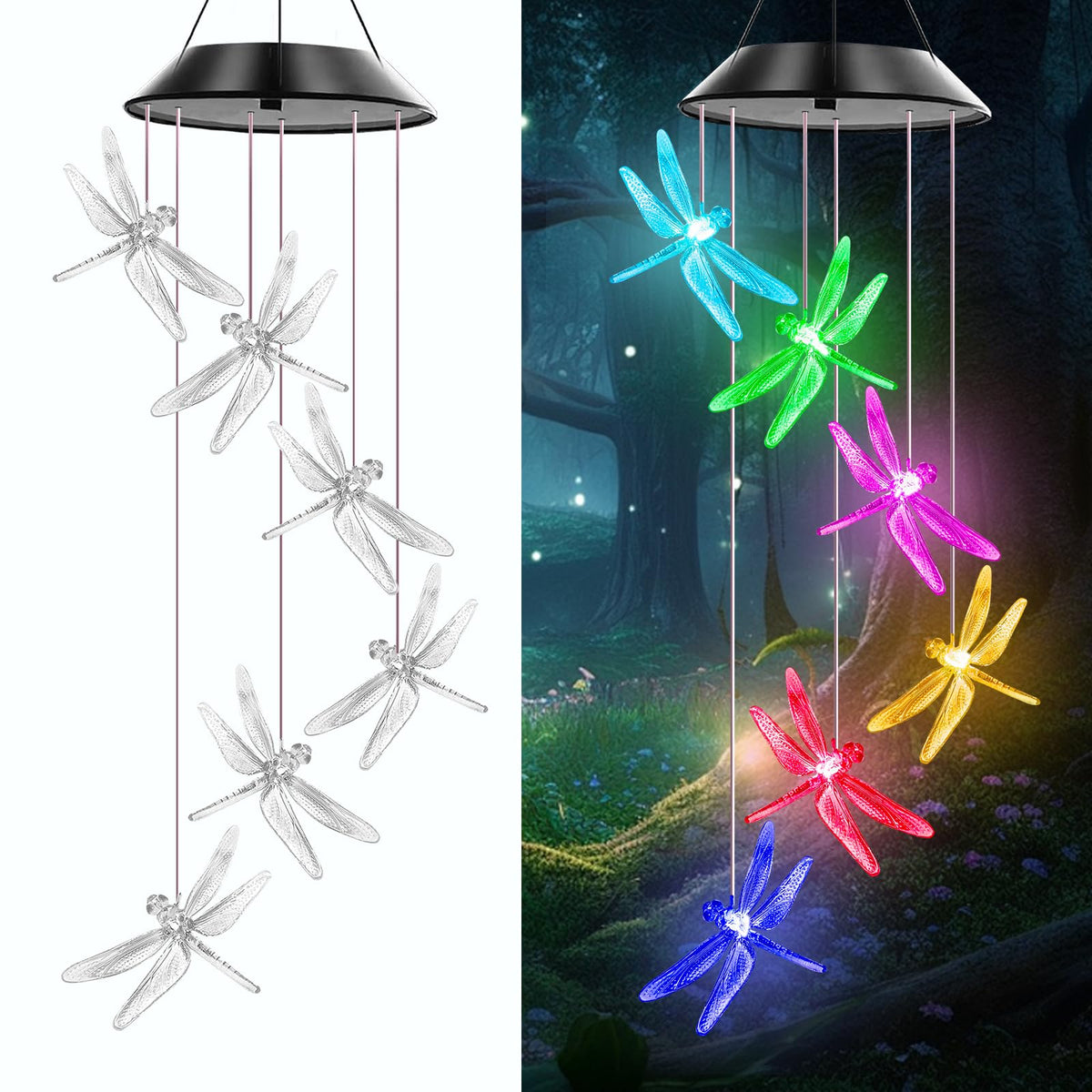 AIONASA libélula frontal con luces cambiantes y aspecto decorativo