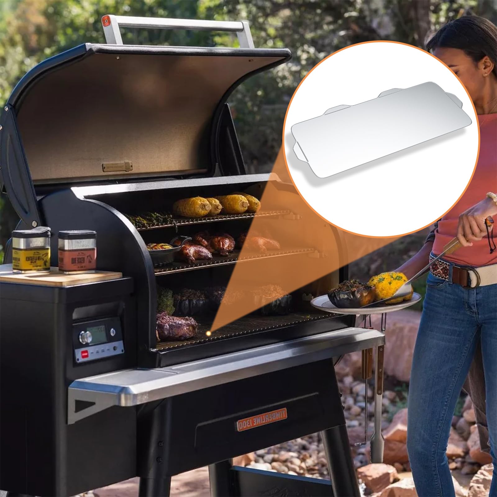 AJinTeby escena de cocina exterior mantiene parrilla ordenada y lista