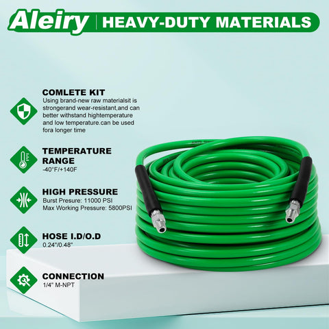 Aleiry manguera de 150 ft enrollada para alcance y almacenamiento fácil